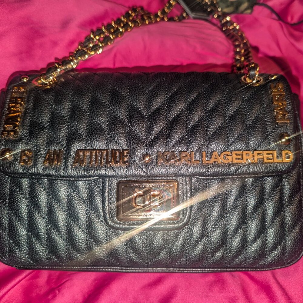 Karl Lagerfeld Black Quilted Crossbody Bag